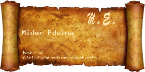 Mider Edvina névjegykártya